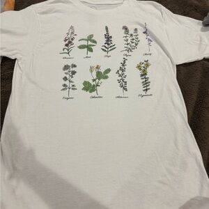 White Plant Graphic T-Shirt